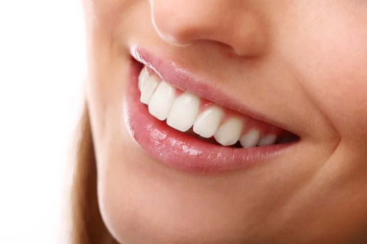 Closeup of a perfectly aligned smile