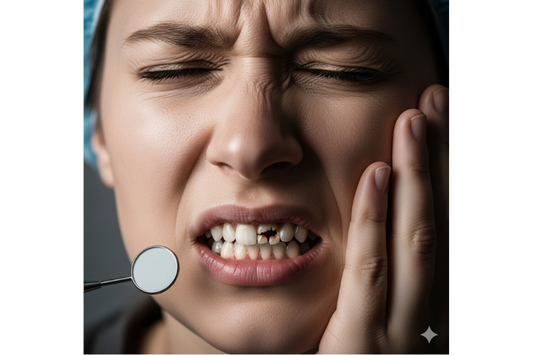 A broken tooth, which is a dental emergency