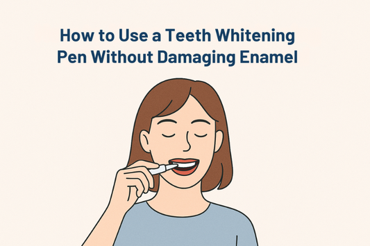 A girl using a teeth whitening pen 