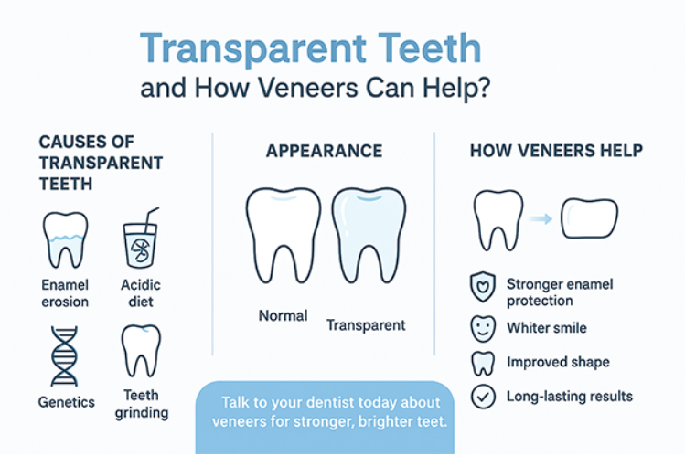 An image shows how veneers can help transparent teeth
