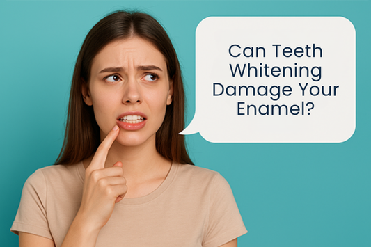 A girl wondering whether teeth whitening damages your enamel.