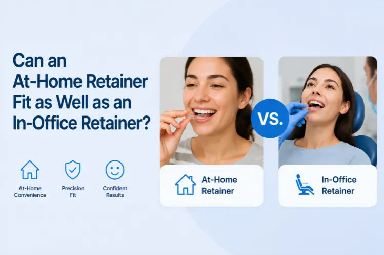Side-by-side comparison of at-home and in-office retainers.
