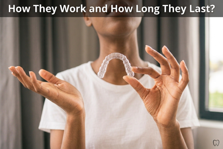Person holding a clear retainer between both hands