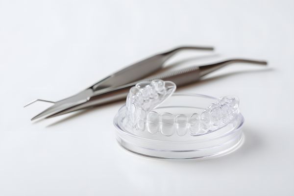 Hand holding dental retainers