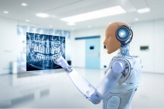 A robot analyzing a dental X-ray