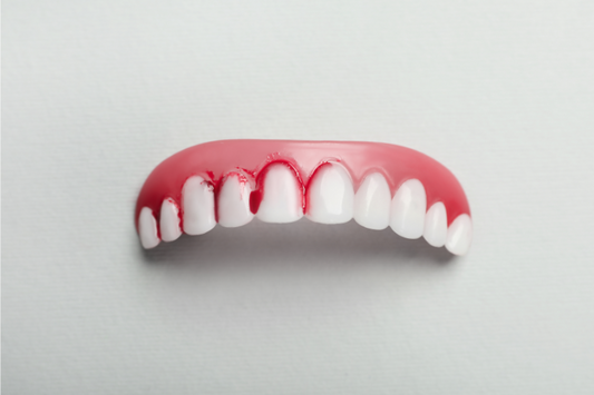 An illustration of bleeding gums because of gingivitis