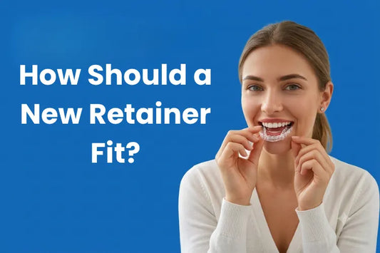 A woman wearing a clear retainer tray.