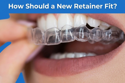 A woman wearing a clear retainer tray.
