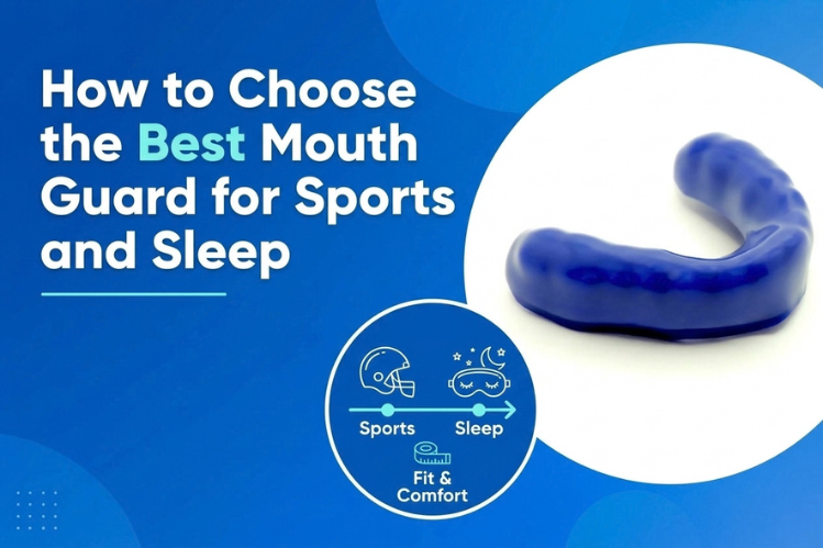 Blue ALIGNERCO mouth guard for sports and sleep protection