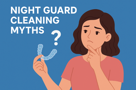 A girl thinking of myths about night guard cleaning
