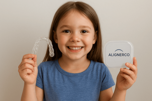 A child holding a night guard and night guard case