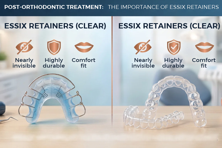 Close-up of a person holding a dental retainer