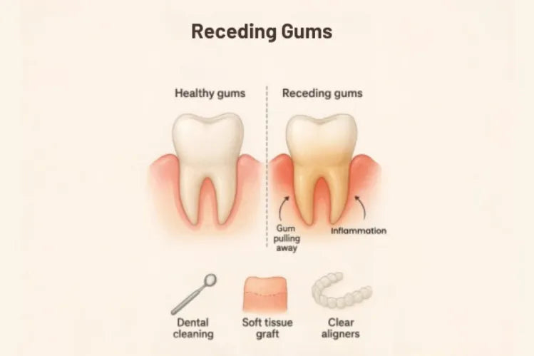 An image shows receding gums