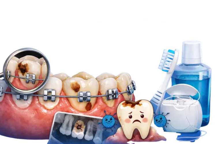 Cavities forming around orthodontic braces