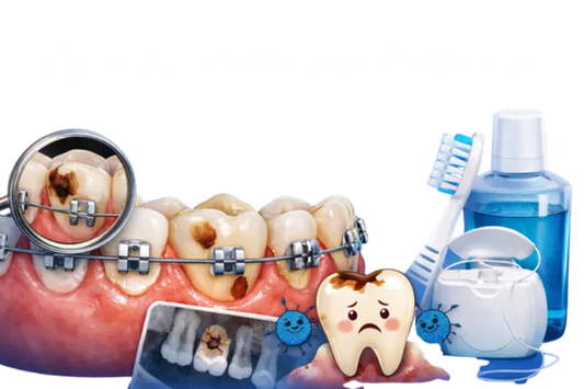 Cavities forming around orthodontic braces