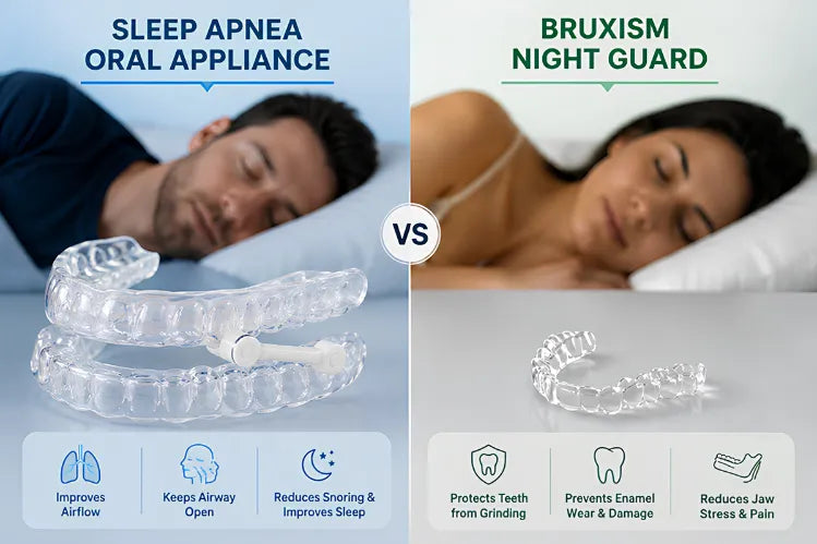 Comparison of a sleep apnea oral appliance and a bruxism night guard