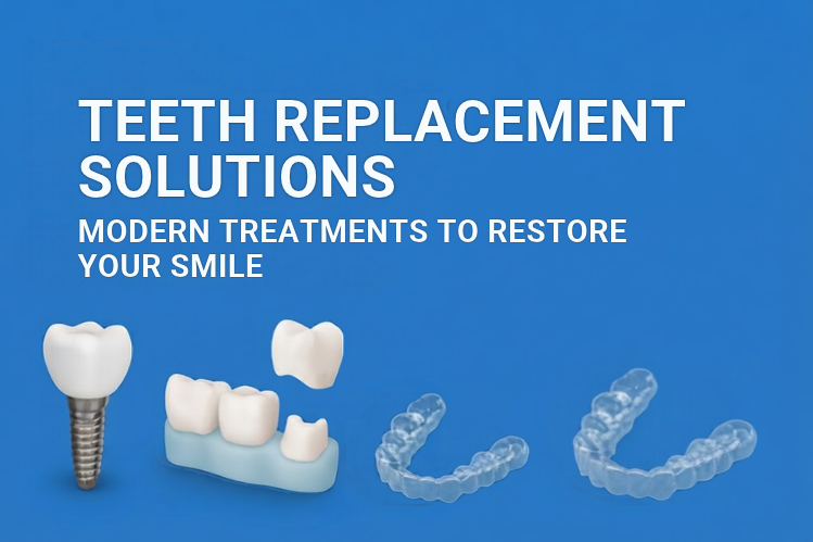 Dental implant, bridge and clear aligners for teeth replacement