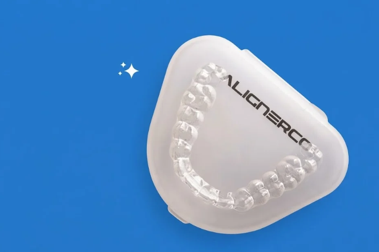 ALIGNERCO Clear Aligners placed with storage box