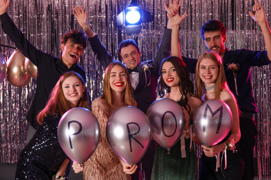 A group of friends enjoying prom night.