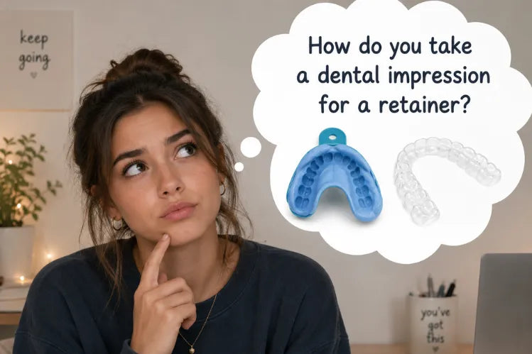 A girl wondering how to take a dental impression at home.