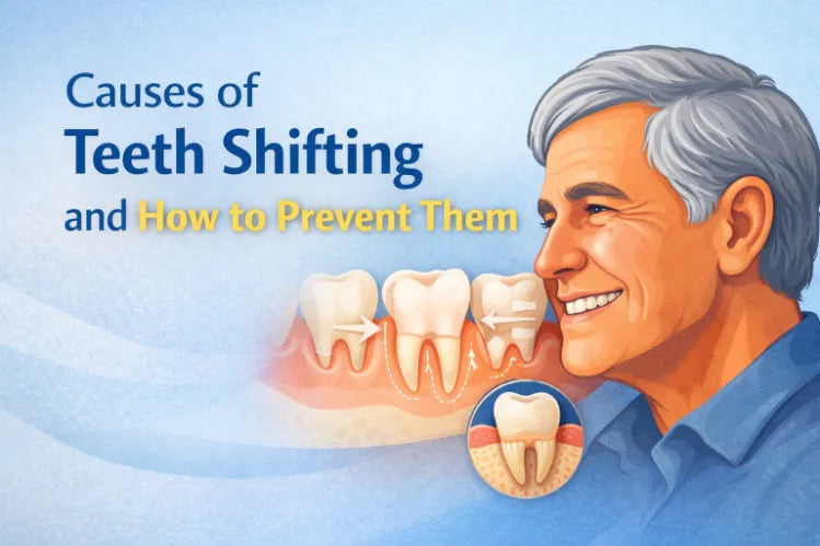 Smiling adult with illustration showing teeth shifting and bone support for dental guidance