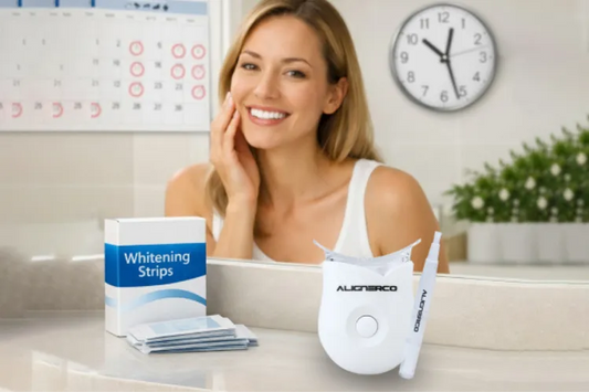 An image shows teeth whitening products