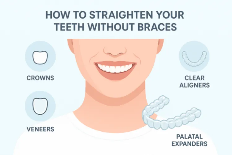 An image shows alternative treatments to straighten teeth without braces