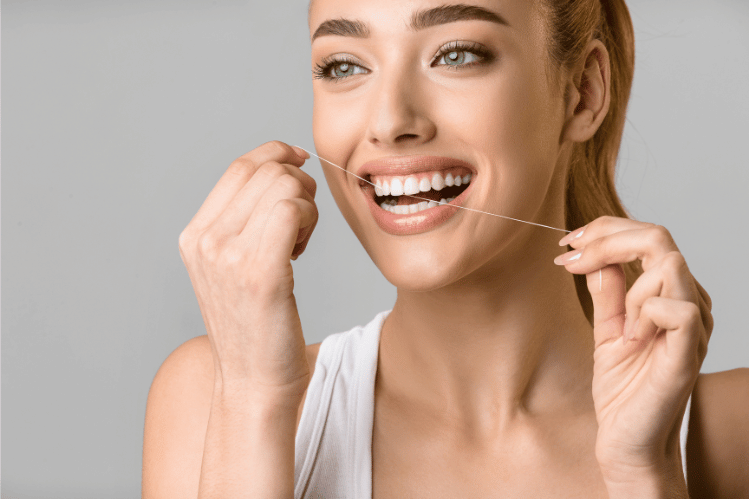 dental floss with clear aligners